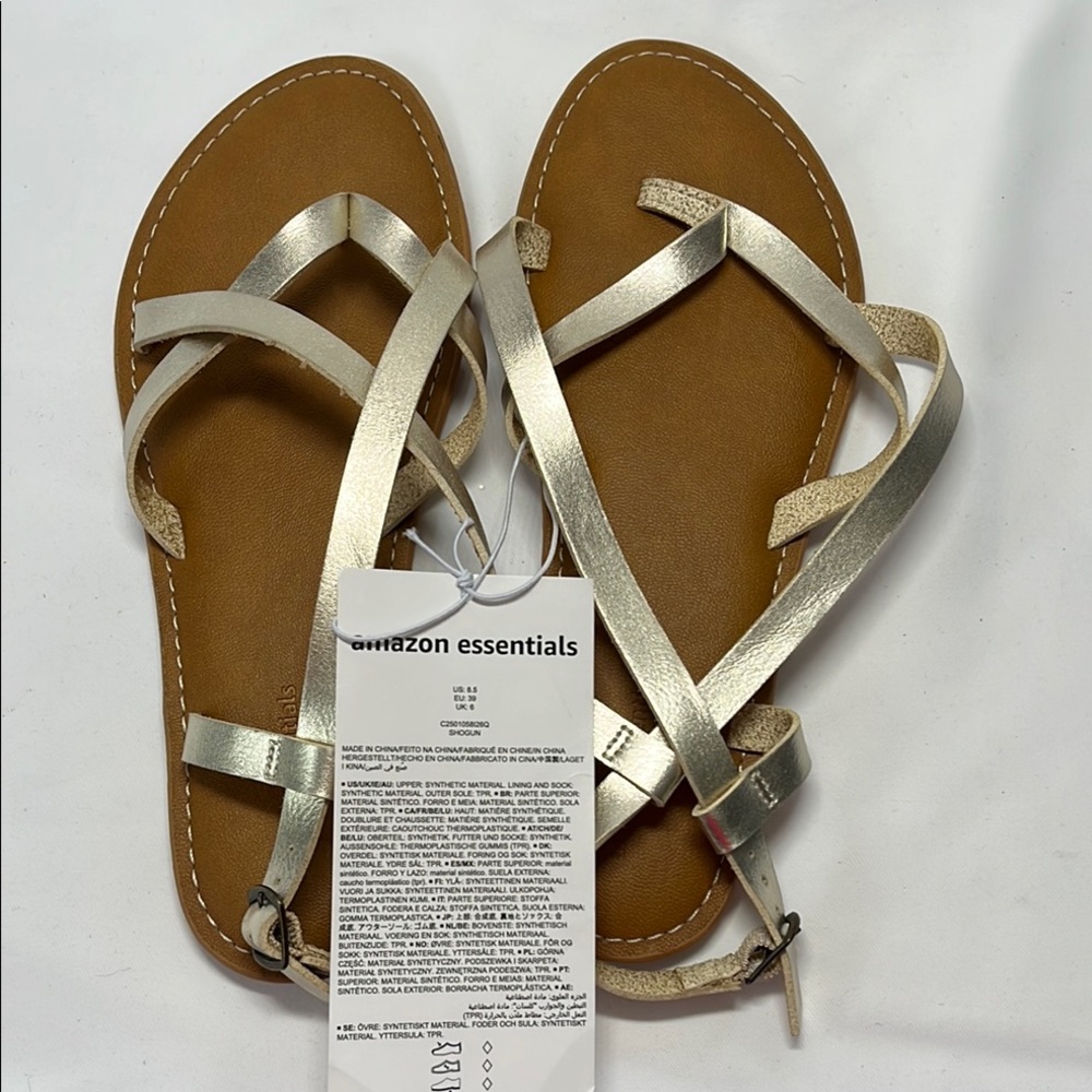 Amazon Essentials Women's Metallic Sandals